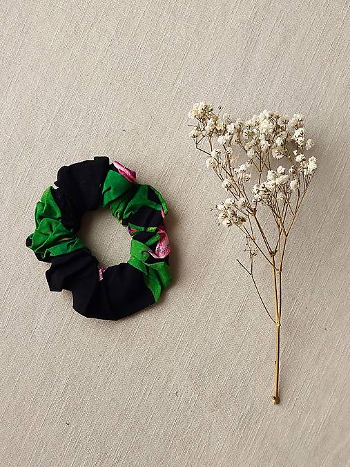 Ozdoby do vlasov - Viskózová scrunchie  (Čiernozelená) - 17215574_