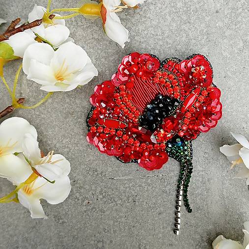 Brošne - Poppy Flower  ... brož - 17219177_
