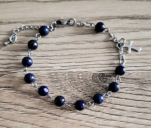 Náramky - Ruženec/náramok  - minerál/oceľ (Lapis Lazuli) - 17219648_
