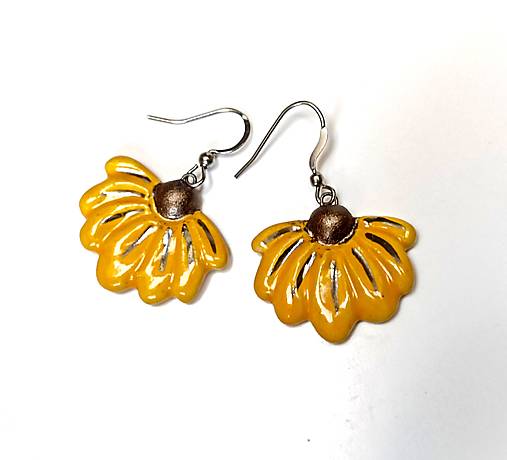 Náušnice - keramické náušnice - Žlté kvietky - 17219891_