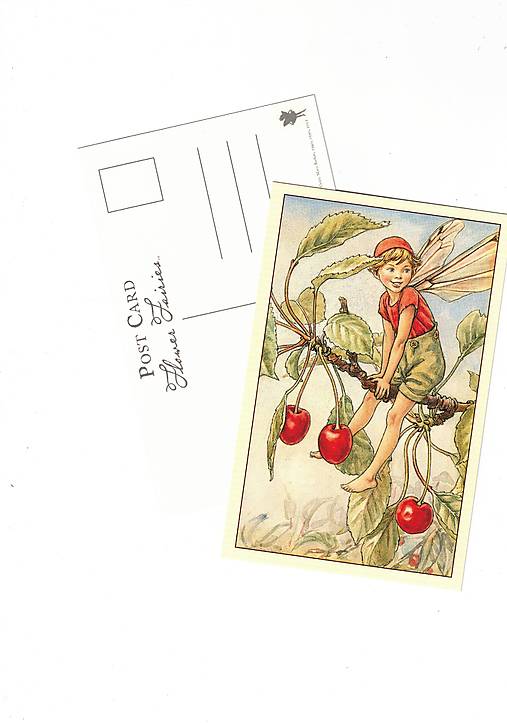 Papiernictvo - Pohľadnica "Flower Fairies" čerešne - 17218669_