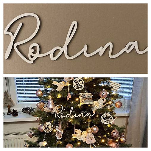 Tabuľky - Dreveny vyrez Rodina (30x10 cm) - 17219482_