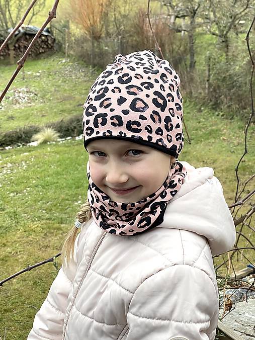 Detské čiapky - Čiapka a nákrčník s úpletom - LEOPARDÍ - 17218024_