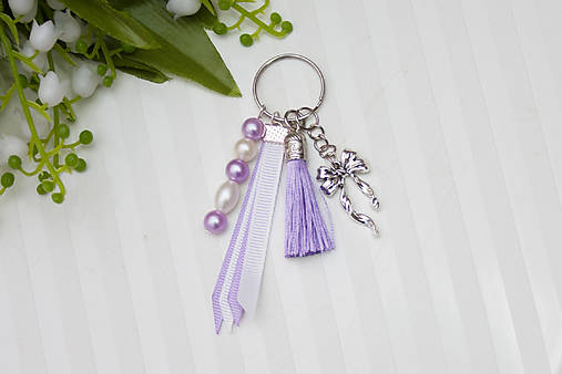 Kľúčenky - Kľúčenka mašle - Fialová - 17217271_