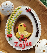 Dekorácie - Personalizované medovníkové vajíčko s kuriatkom/ zajačikom - 17217900_