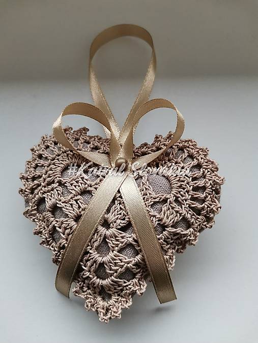 Dekorácie - Srdiečka  s voňou levandule (hnedé ľanové srdiečko) - 17221360_