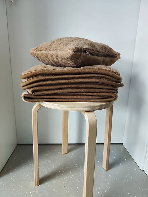 Úžitkový textil - VLNIENKA prehoz na rohovú lavicu a kreslá VELVET acryl Cappuccino dvojitý ušijeme podľa vlastných rozmerov - 17221106_