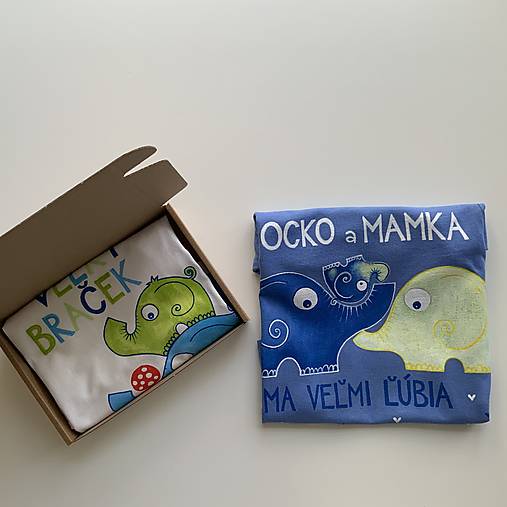 Maľované tričko s nápisom “Bude zo mňa veľký brat” ( (BIELE SO sloníkmi)