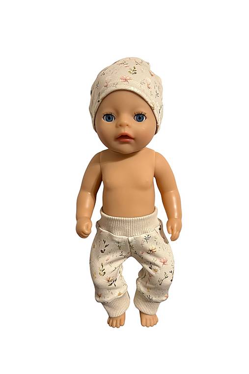 Hračky - Tepláky s čiapkou pre bábiku BABY BORN - 36 cm, kvety - 17221794_