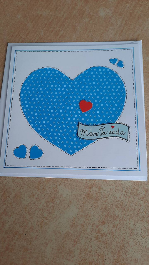 Papiernictvo - Pohľadnica modré srdce - 17224867_