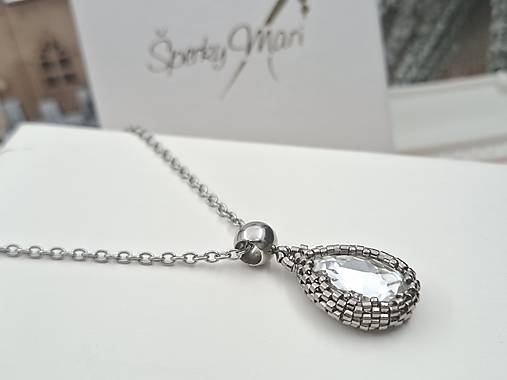 Náušnice - súprava kvapky Crystal - kovová (náhrdelník kvapky Crystal - kovový) - 17225418_
