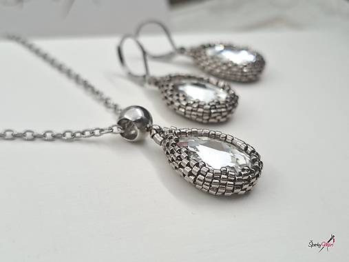 Náušnice - súprava kvapky Crystal - kovová (súprava kvapky Crystal - kovová) - 17225422_