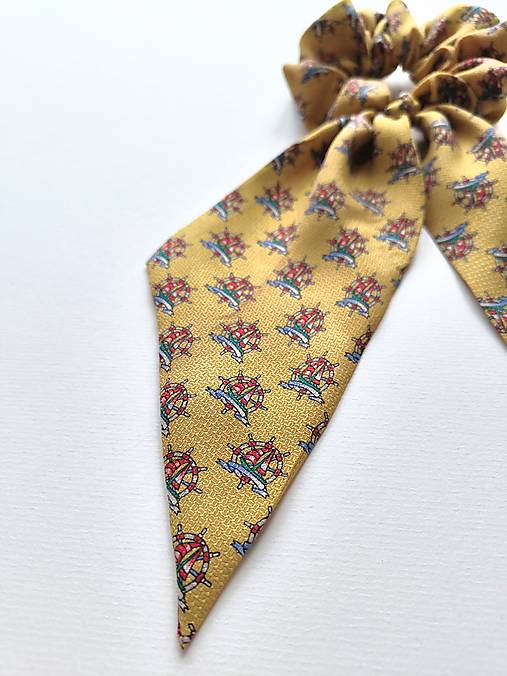 Maxi scrunchie hodvábna (žltá s lodičkami)