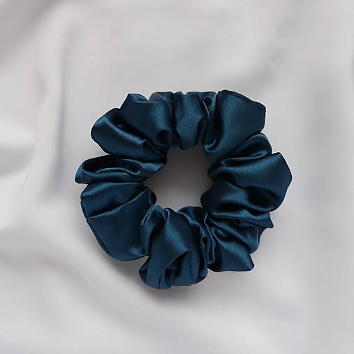 Ozdoby do vlasov - Saténová scrunchie | CLASSIC (Oceľová modrá) - 17223209_