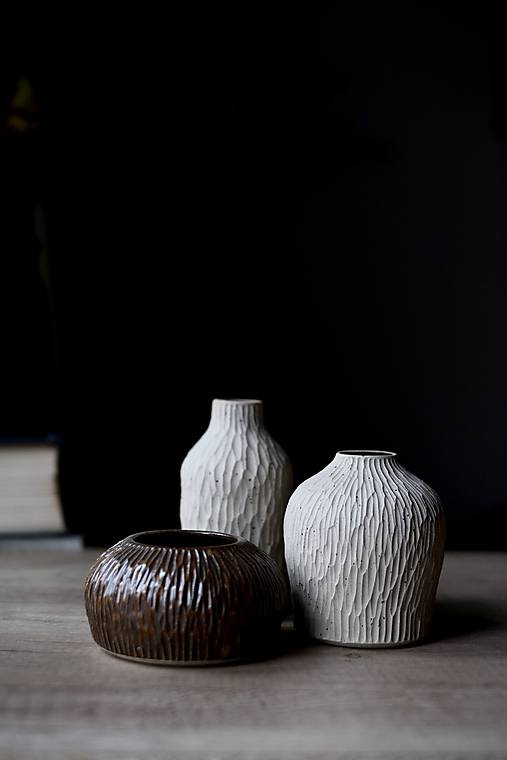 Dekorácie - Woodland small vase - set 3 (sada3ks) - 17225204_