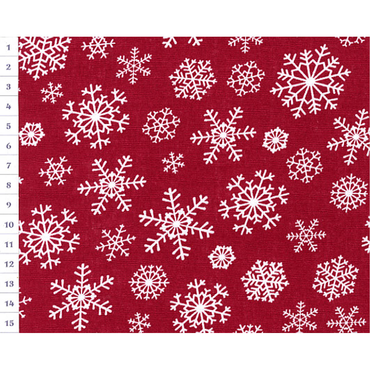 Bavlnená látka Christmas OAP Red, White Snowflakes