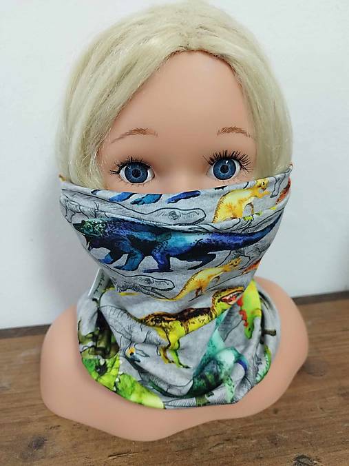 Šály a nákrčníky - Nákrčník dino ( obvod hlavy 47-49cm) - 17223622_