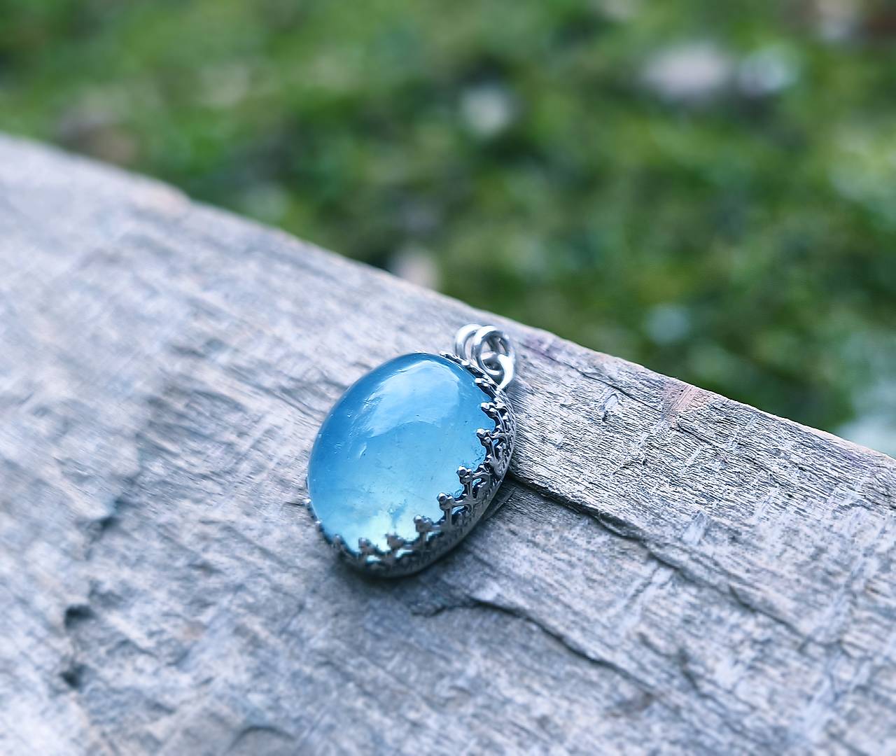 Strieborný Prívesok s Akvamarínom