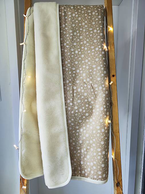 Úžitkový textil - Vlnienka Vlnená deka do postieľky 100% merino Top super wash Natural Púpava béžová - 17226893_
