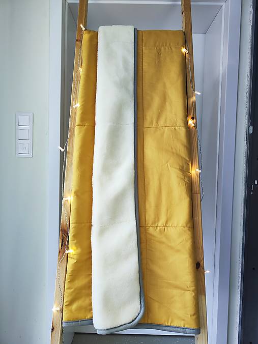 Úžitkový textil - Deka 100% ovčie rúno MERINO ELEGANT horčicová MUSTARD 140 x 210 cm - 17226918_