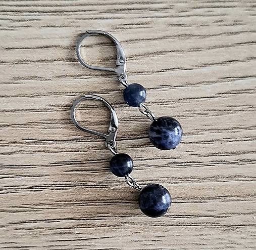 Náušnice - Náušnice minerál/oceľ (Sodalit) - 17228098_