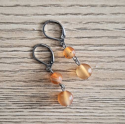 Náušnice - Náušnice minerál/oceľ (Karneol) - 17228099_