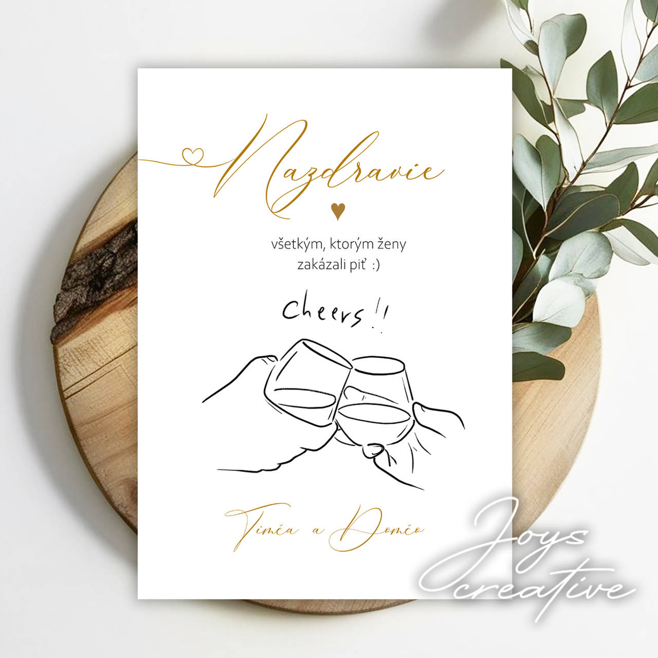 Svadobná Karta/plagát na wc v zlatom dizajne so srdiečkom B19