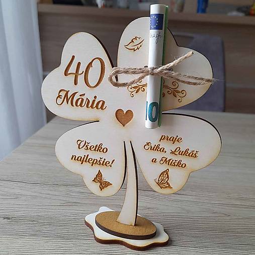 Dekorácie - Štvorlístok na peniaze k jubileu - 17226321_