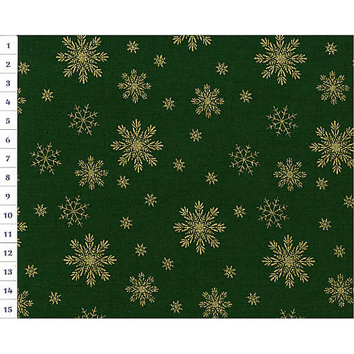 Bavlnená látka Christmas OAP Green, Golden Snowflakes