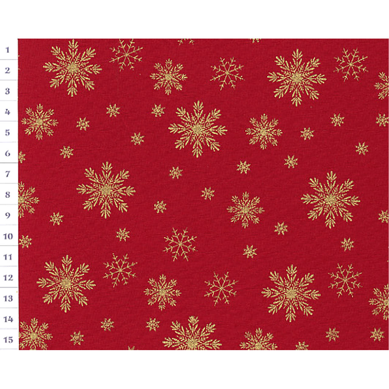 Bavlnená látka Christmas OAP Red, Golden Snowflakes