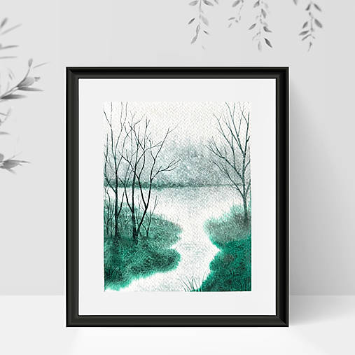 Obrazy - Akvarel - Quite green mist - 17227909_
