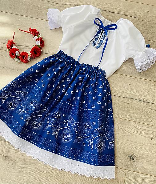 Detské oblečenie - Dievčenský kroj v modrom s bondúrou - 17231035_