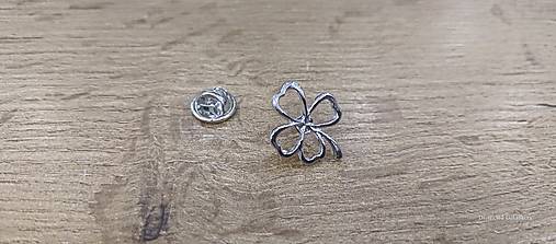 Galantéria - Napichovacia aplikácia Štvorlístok  (Strieborná) - 17233845_