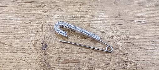 Galantéria - Brošňová spinka Štrasová (Strieborná) - 17233876_