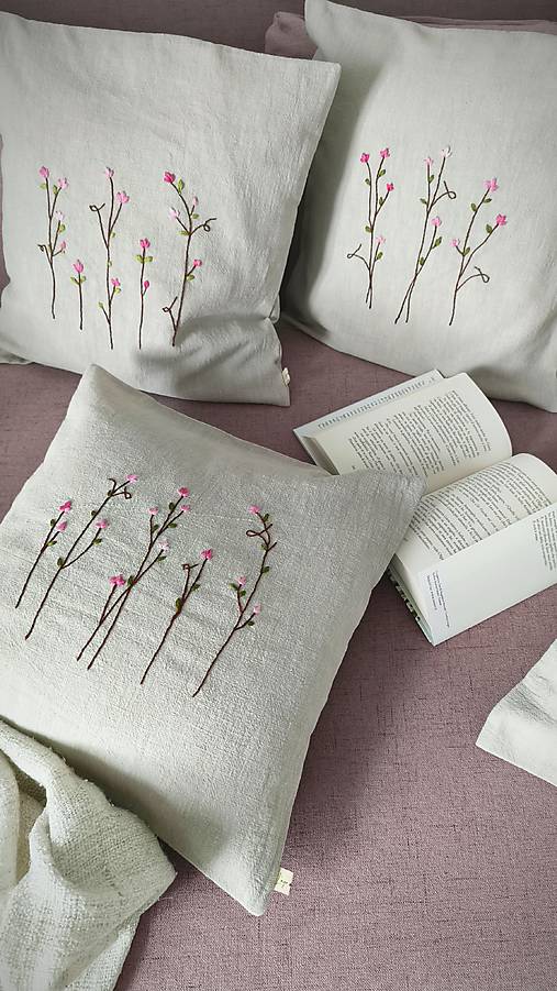 Úžitkový textil - Vetvičky na 100 % ľane - 17237512_