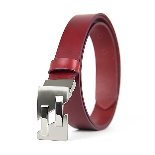 Opasky - Unisex kožený opasok JOINTS, 3.3cm šírka, farba podľa výberu (Bordová) - 17236864_