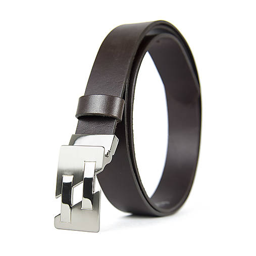 Opasky - Unisex kožený opasok JOINTS, 3.3cm šírka, farba podľa výberu (Hnedá) - 17236867_