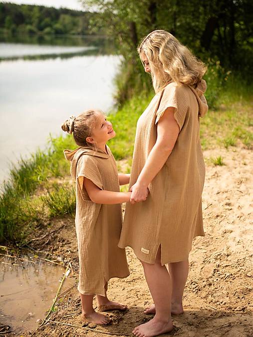 Iné oblečenie - Dámske plážové pončo (Béžové - dámske L/XL) - 17241868_