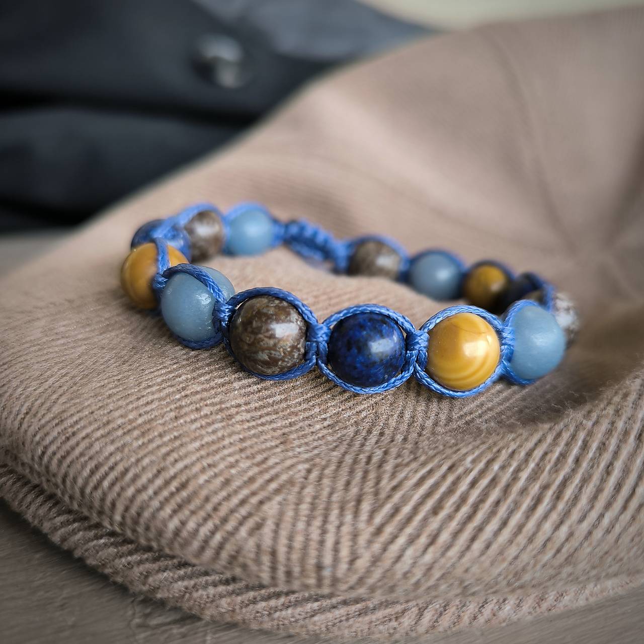 Nautical - Náramok z minerálov (Jaspis, Lapis Lazuli, Avanturín, Obsidián)