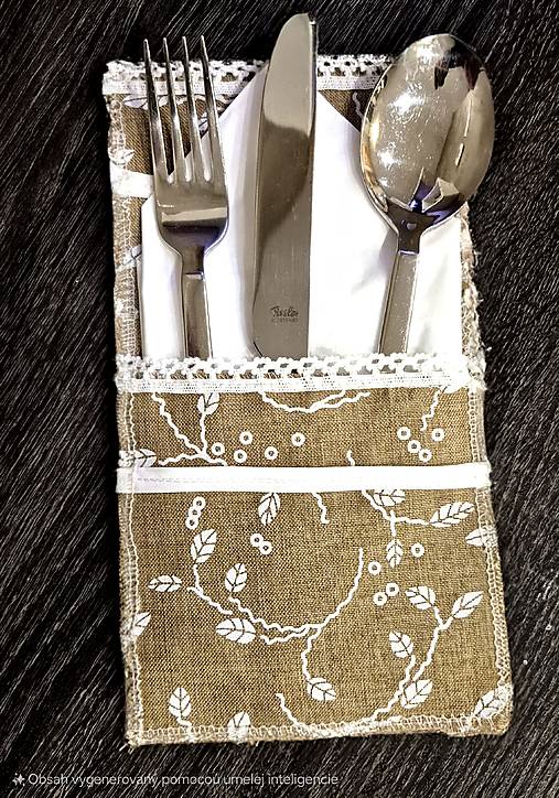 Úžitkový textil - Puzdro na príbor s bielym pásikom - 17243126_