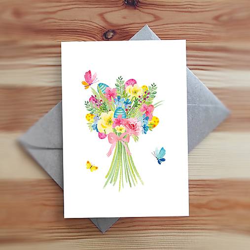 Papiernictvo - Velikonoční PŘÁNÍ S OBÁLKOU - Velikonoční kytice  20159 - 17242047_