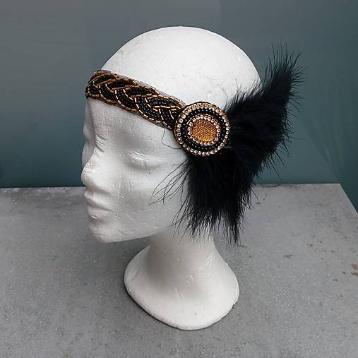 Ozdoby do vlasov - Great Gatsby zlatá... čelenka - 17244116_