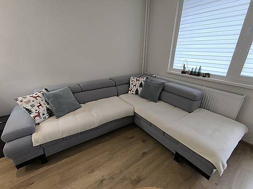 Textil - VLNIENKA prehoz na rohový gauč L 100% Merino Top Super wash Natural  na mieru ušijeme - 17244645_