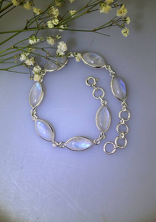 Náramky - mesačný kameň náramok v striebre - 17246610_