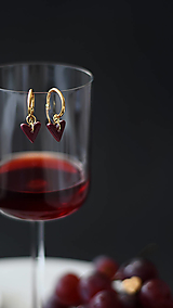 Náušnice - Náušnice "Primavera" Heart Burgundy - 17245579_