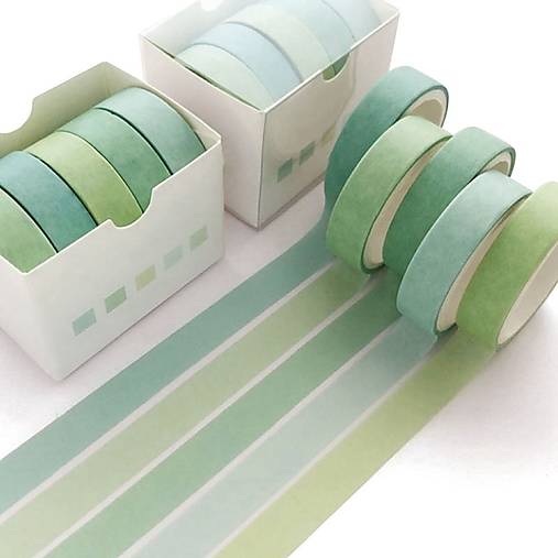 Papier - washi pásky - zelený set 5ks - 17243916_