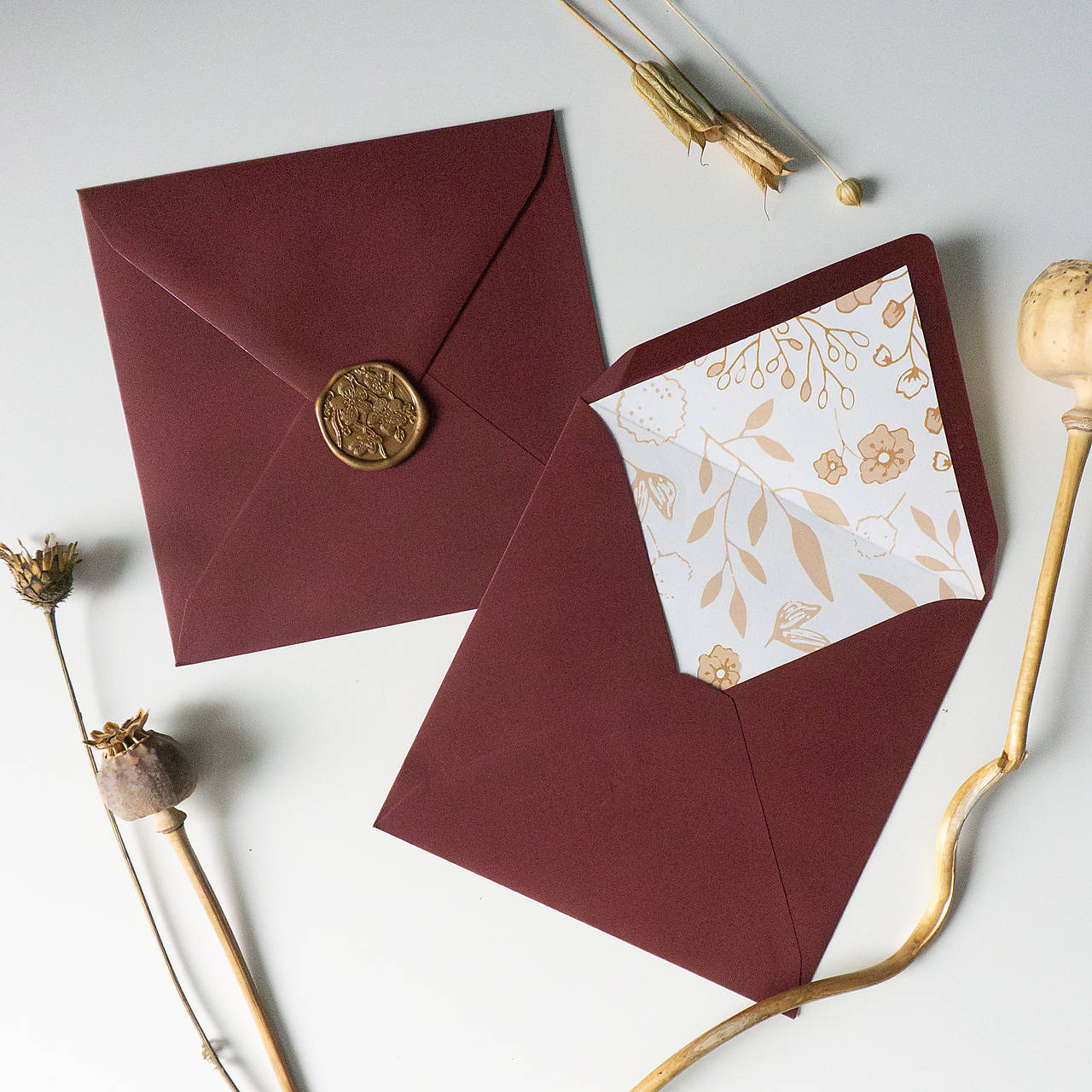 Obálky: Štvorcová obálka kvetinová láska