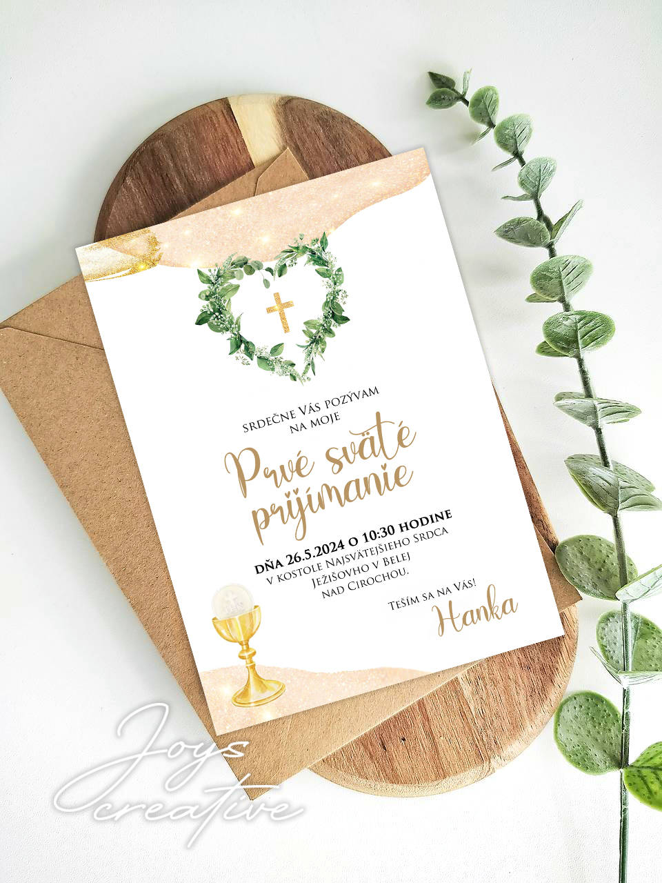 Pozvánka na 1. sväté prijímanie B03 (zlato-zelená)