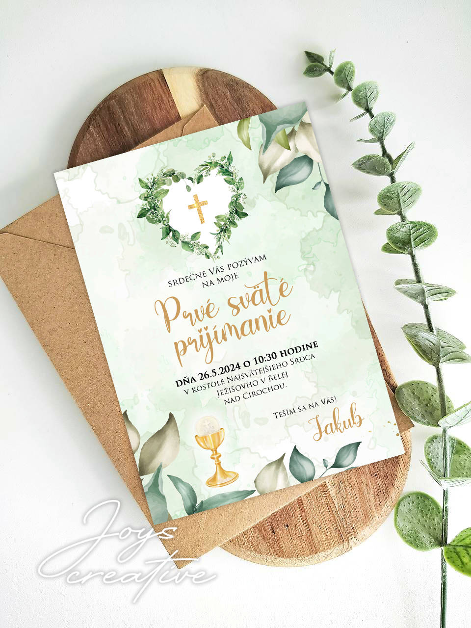 Pozvánka na 1. sväté prijímanie B03 (celozelená)