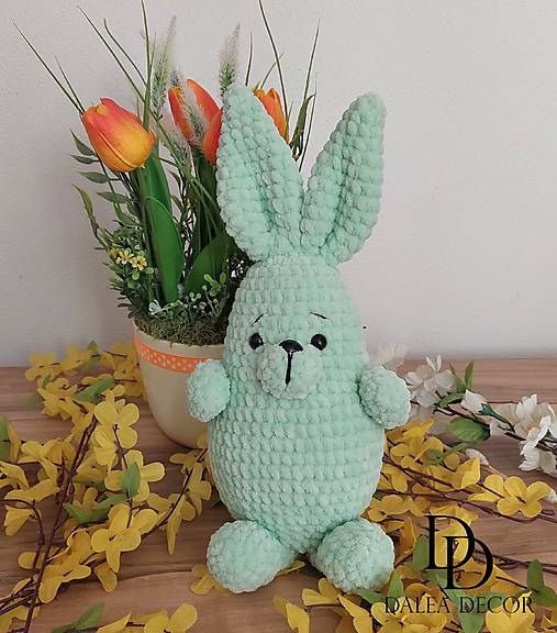 Hračky - Veľkonočný háčkovaný zajko  (Tyrkysová) - 17247349_